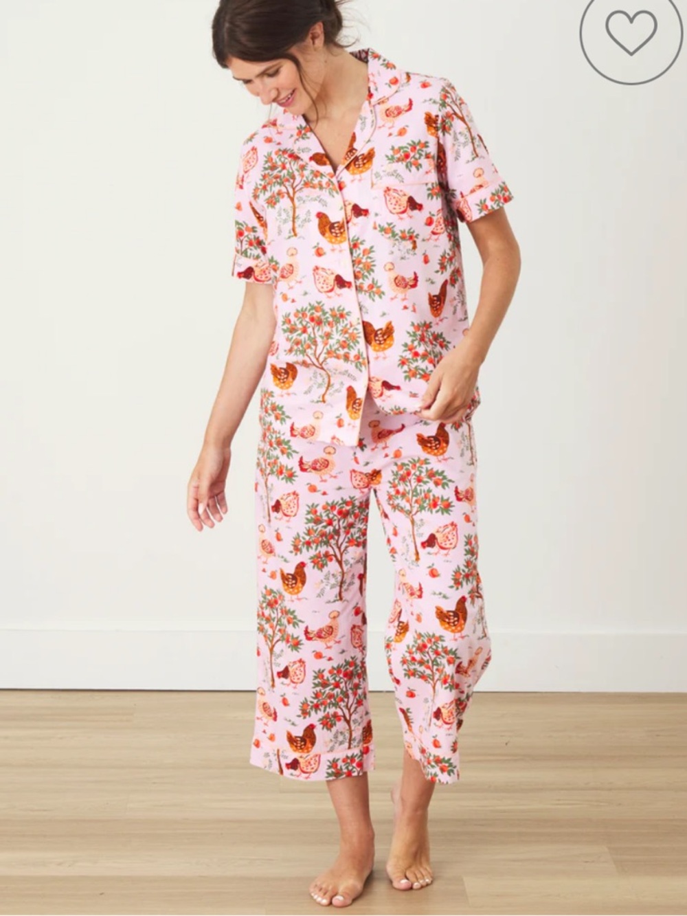 Printfresh Hen House Cropped Pajama Set XS